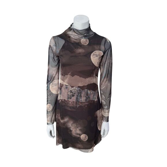 Zara Dresses & Skirts - Zara Dress Women's Medium Tulle Moon Print Witchy Whimsygoth Blogger Favorite
